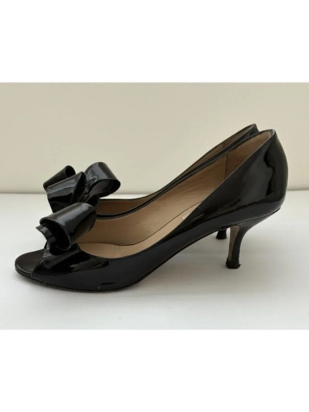 Valentino Garavani Patent Couture Bow Peep Toe Pumps